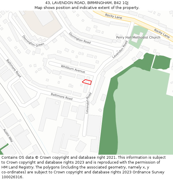 43, LAVENDON ROAD, BIRMINGHAM, B42 1QJ: Location map and indicative extent of plot