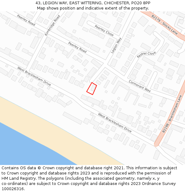 43, LEGION WAY, EAST WITTERING, CHICHESTER, PO20 8PP: Location map and indicative extent of plot