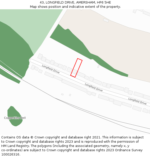 43, LONGFIELD DRIVE, AMERSHAM, HP6 5HE: Location map and indicative extent of plot