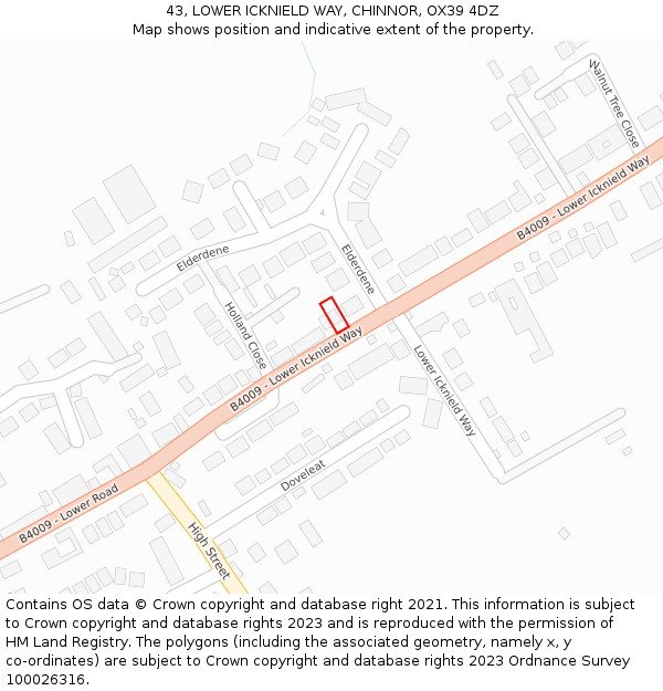 43, LOWER ICKNIELD WAY, CHINNOR, OX39 4DZ: Location map and indicative extent of plot