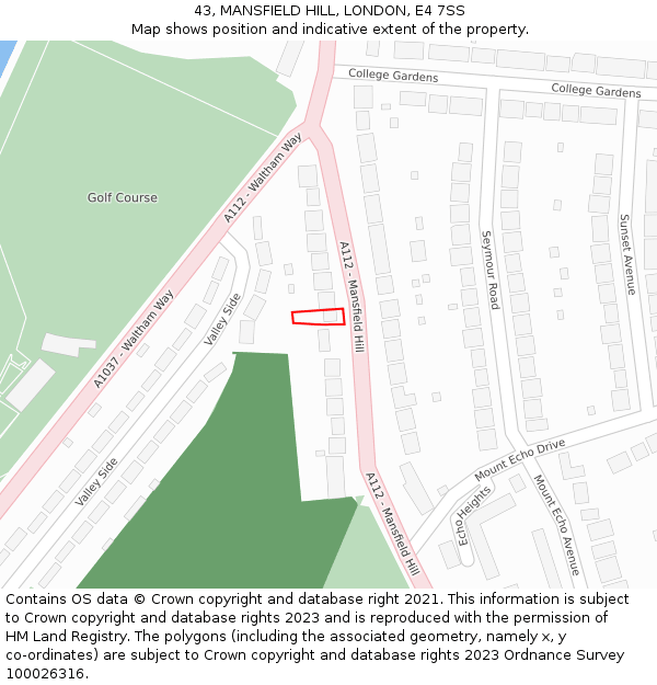 43, MANSFIELD HILL, LONDON, E4 7SS: Location map and indicative extent of plot