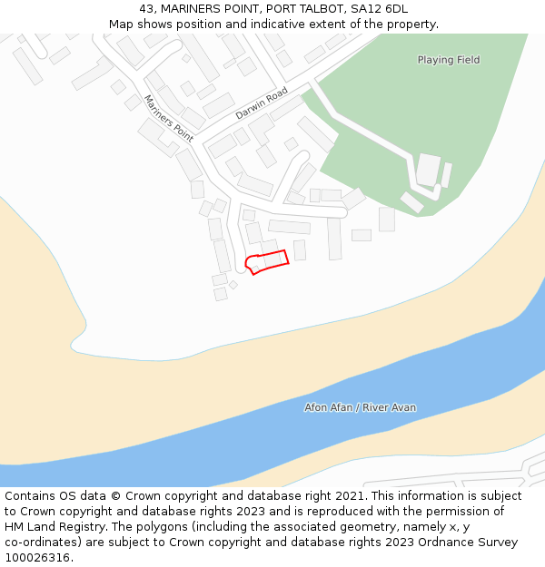 43, MARINERS POINT, PORT TALBOT, SA12 6DL: Location map and indicative extent of plot
