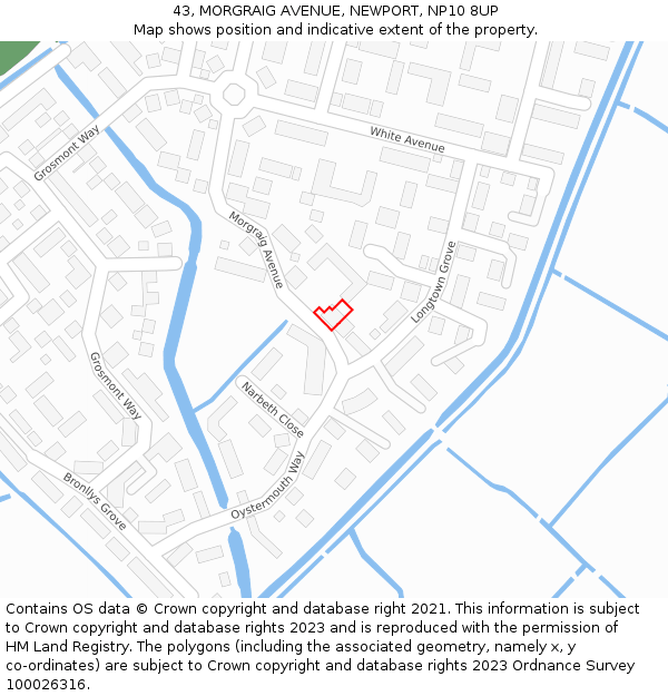 43, MORGRAIG AVENUE, NEWPORT, NP10 8UP: Location map and indicative extent of plot
