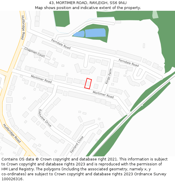43, MORTIMER ROAD, RAYLEIGH, SS6 9NU: Location map and indicative extent of plot