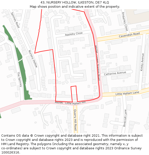 43, NURSERY HOLLOW, ILKESTON, DE7 4LQ: Location map and indicative extent of plot