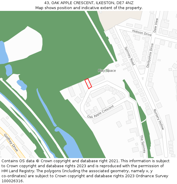 43, OAK APPLE CRESCENT, ILKESTON, DE7 4NZ: Location map and indicative extent of plot