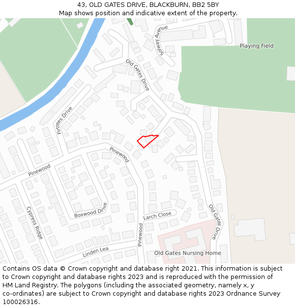 43, OLD GATES DRIVE, BLACKBURN, BB2 5BY: Location map and indicative extent of plot