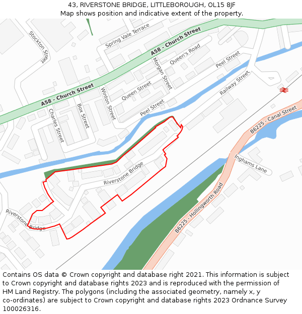 43, RIVERSTONE BRIDGE, LITTLEBOROUGH, OL15 8JF: Location map and indicative extent of plot