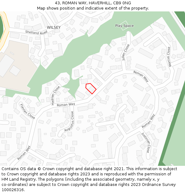 43, ROMAN WAY, HAVERHILL, CB9 0NG: Location map and indicative extent of plot