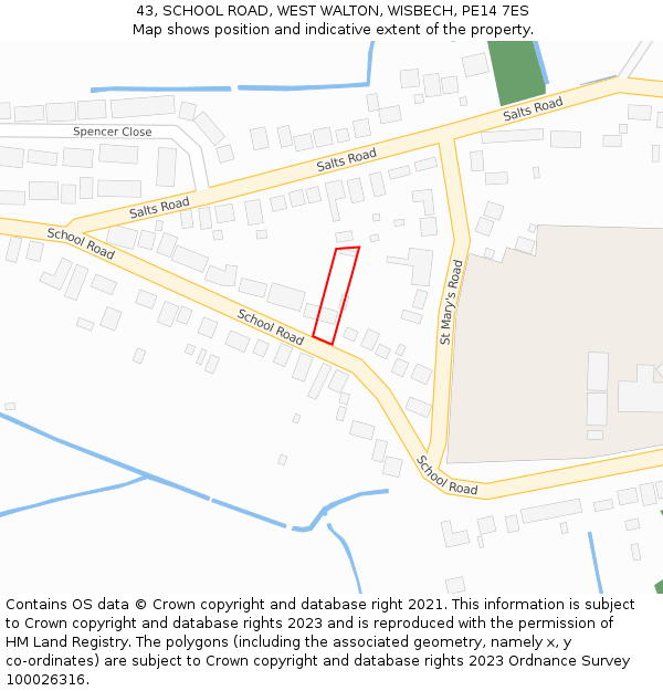 43, SCHOOL ROAD, WEST WALTON, WISBECH, PE14 7ES: Location map and indicative extent of plot