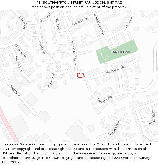 43, SOUTHAMPTON STREET, FARINGDON, SN7 7AZ: Location map and indicative extent of plot