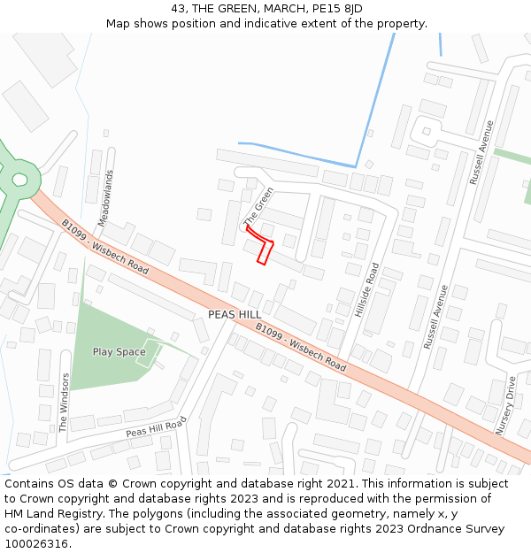 43, THE GREEN, MARCH, PE15 8JD: Location map and indicative extent of plot