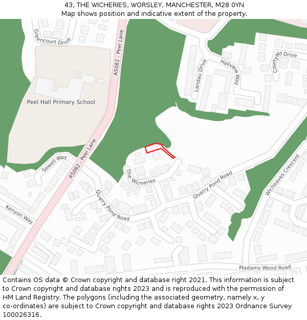 43, THE WICHERIES, WORSLEY, MANCHESTER, M28 0YN: Location map and indicative extent of plot