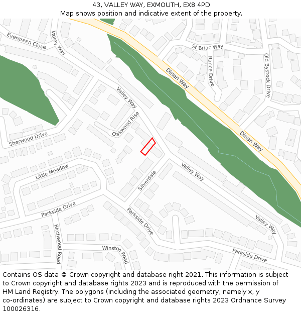 43, VALLEY WAY, EXMOUTH, EX8 4PD: Location map and indicative extent of plot