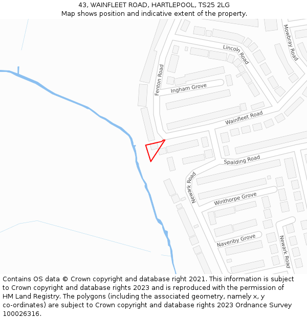 43, WAINFLEET ROAD, HARTLEPOOL, TS25 2LG: Location map and indicative extent of plot