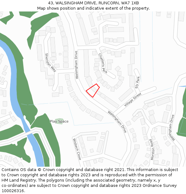 43, WALSINGHAM DRIVE, RUNCORN, WA7 1XB: Location map and indicative extent of plot
