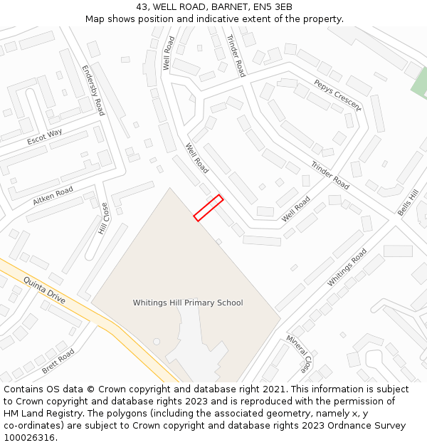 43, WELL ROAD, BARNET, EN5 3EB: Location map and indicative extent of plot