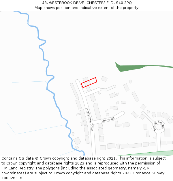 43, WESTBROOK DRIVE, CHESTERFIELD, S40 3PQ: Location map and indicative extent of plot