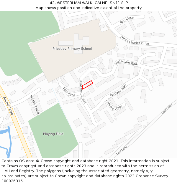 43, WESTERHAM WALK, CALNE, SN11 8LP: Location map and indicative extent of plot