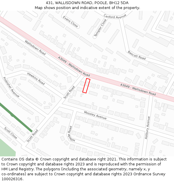 431, WALLISDOWN ROAD, POOLE, BH12 5DA: Location map and indicative extent of plot