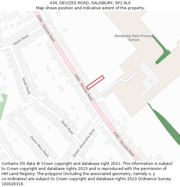 434, DEVIZES ROAD, SALISBURY, SP2 9LX: Location map and indicative extent of plot