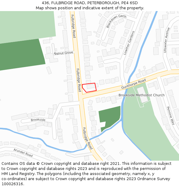 436, FULBRIDGE ROAD, PETERBOROUGH, PE4 6SD: Location map and indicative extent of plot