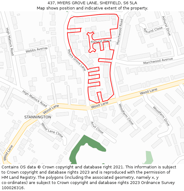 437, MYERS GROVE LANE, SHEFFIELD, S6 5LA: Location map and indicative extent of plot
