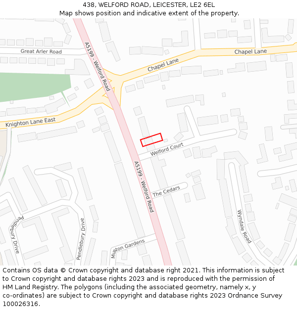 438, WELFORD ROAD, LEICESTER, LE2 6EL: Location map and indicative extent of plot