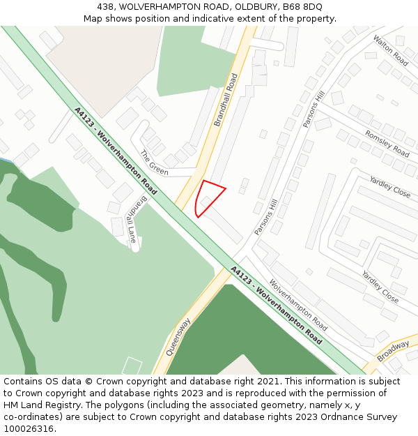 438, WOLVERHAMPTON ROAD, OLDBURY, B68 8DQ: Location map and indicative extent of plot