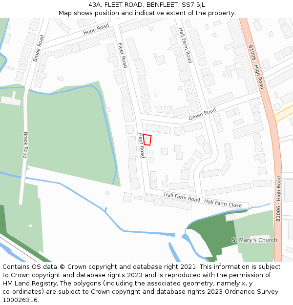 43A, FLEET ROAD, BENFLEET, SS7 5JL: Location map and indicative extent of plot