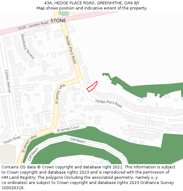 43A, HEDGE PLACE ROAD, GREENHITHE, DA9 9JY: Location map and indicative extent of plot
