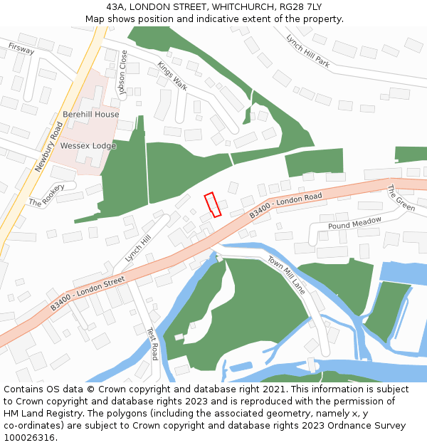 43A, LONDON STREET, WHITCHURCH, RG28 7LY: Location map and indicative extent of plot
