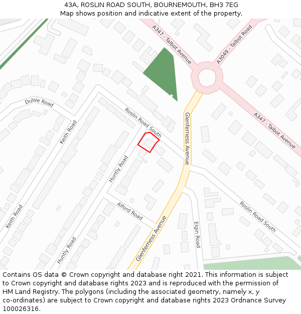 43A, ROSLIN ROAD SOUTH, BOURNEMOUTH, BH3 7EG: Location map and indicative extent of plot