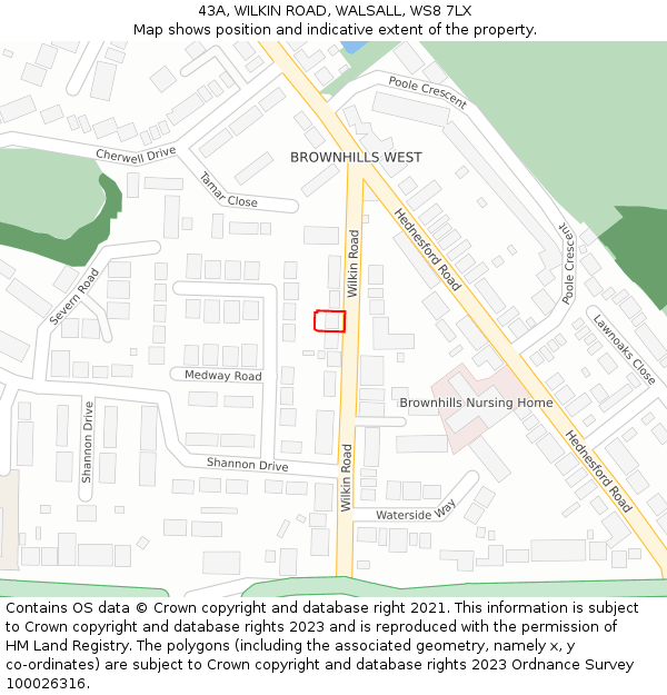 43A, WILKIN ROAD, WALSALL, WS8 7LX: Location map and indicative extent of plot