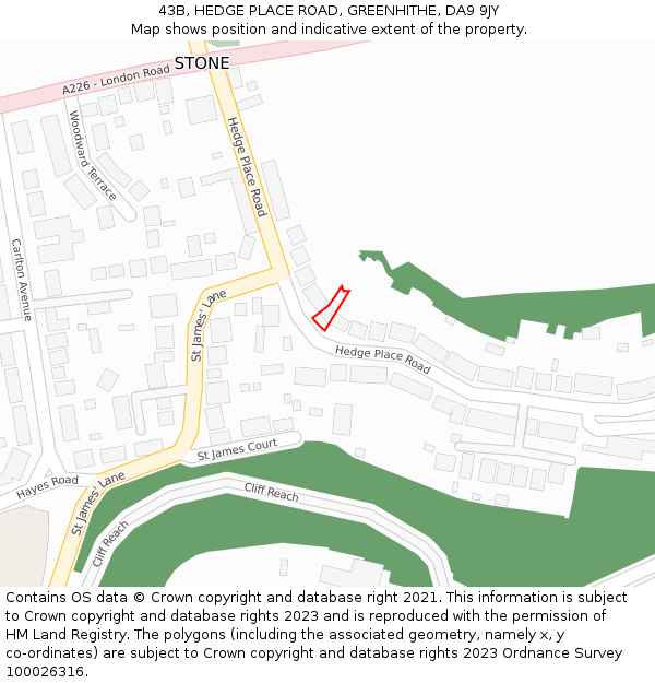 43B, HEDGE PLACE ROAD, GREENHITHE, DA9 9JY: Location map and indicative extent of plot
