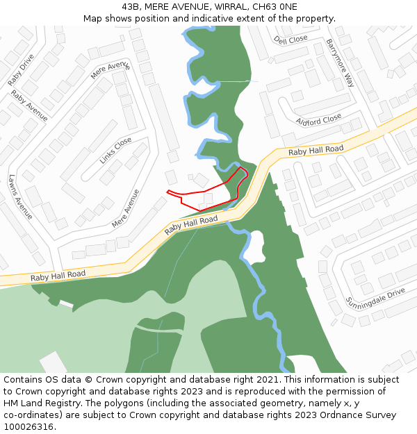 43B, MERE AVENUE, WIRRAL, CH63 0NE: Location map and indicative extent of plot