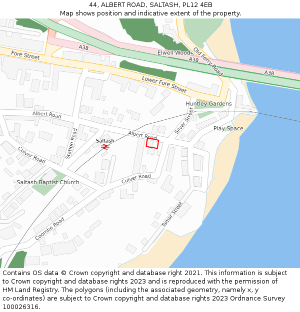 44, ALBERT ROAD, SALTASH, PL12 4EB: Location map and indicative extent of plot