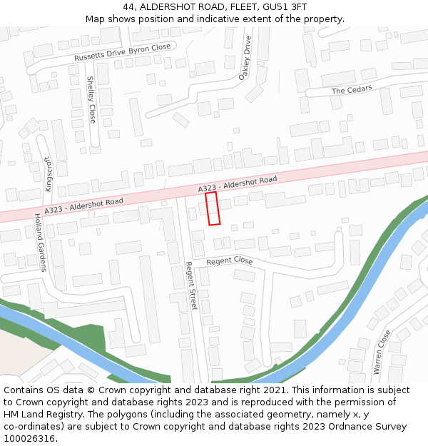 44, ALDERSHOT ROAD, FLEET, GU51 3FT: Location map and indicative extent of plot