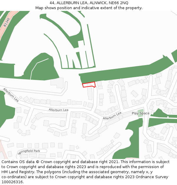 44, ALLERBURN LEA, ALNWICK, NE66 2NQ: Location map and indicative extent of plot