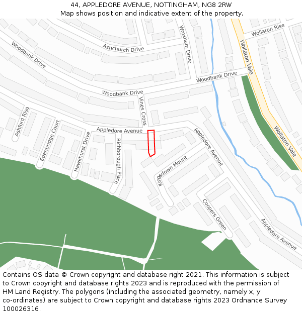 44, APPLEDORE AVENUE, NOTTINGHAM, NG8 2RW: Location map and indicative extent of plot