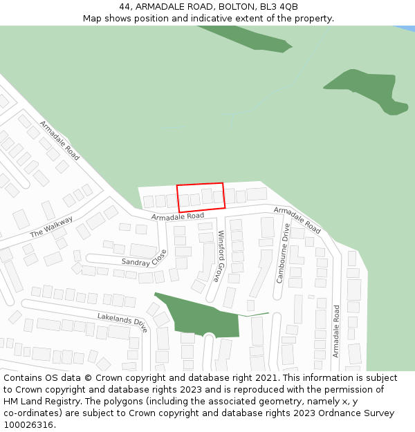 44, ARMADALE ROAD, BOLTON, BL3 4QB: Location map and indicative extent of plot