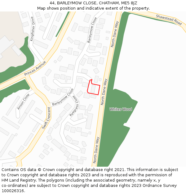 44, BARLEYMOW CLOSE, CHATHAM, ME5 8JZ: Location map and indicative extent of plot