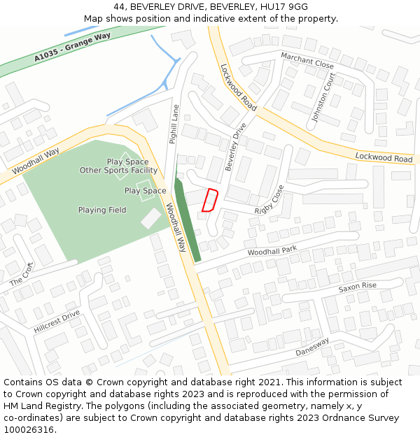 44, BEVERLEY DRIVE, BEVERLEY, HU17 9GG: Location map and indicative extent of plot