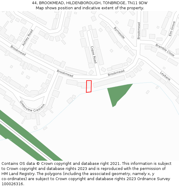 44, BROOKMEAD, HILDENBOROUGH, TONBRIDGE, TN11 9DW: Location map and indicative extent of plot