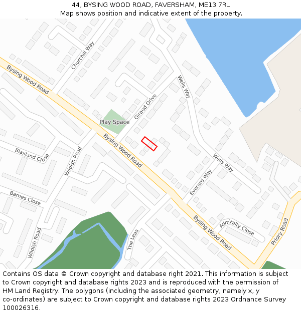 44, BYSING WOOD ROAD, FAVERSHAM, ME13 7RL: Location map and indicative extent of plot