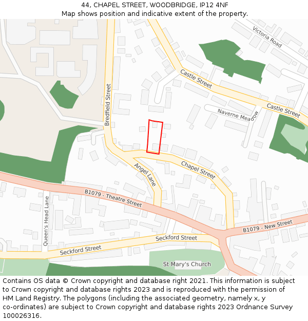 44, CHAPEL STREET, WOODBRIDGE, IP12 4NF: Location map and indicative extent of plot