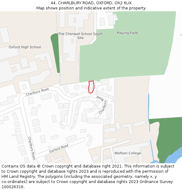 44, CHARLBURY ROAD, OXFORD, OX2 6UX: Location map and indicative extent of plot