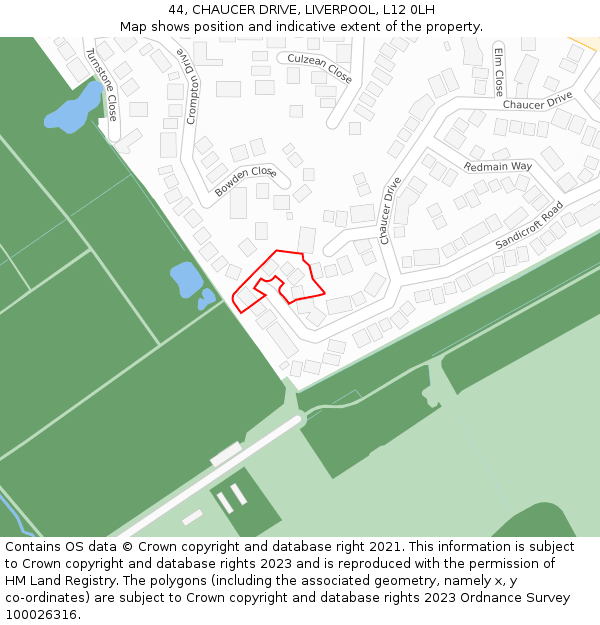 44, CHAUCER DRIVE, LIVERPOOL, L12 0LH: Location map and indicative extent of plot