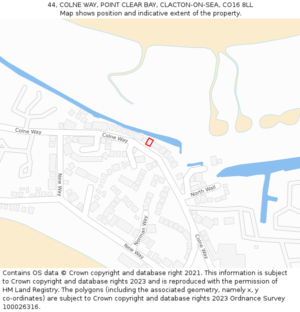 44, COLNE WAY, POINT CLEAR BAY, CLACTON-ON-SEA, CO16 8LL: Location map and indicative extent of plot