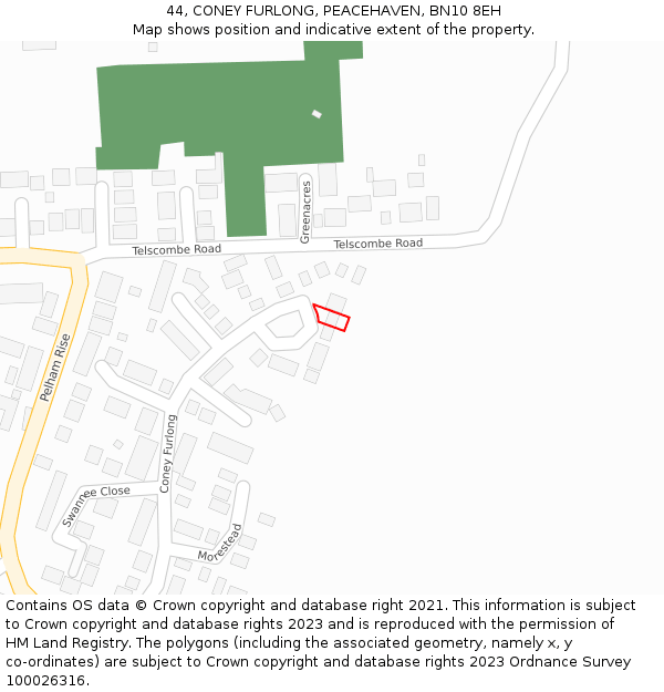 44, CONEY FURLONG, PEACEHAVEN, BN10 8EH: Location map and indicative extent of plot